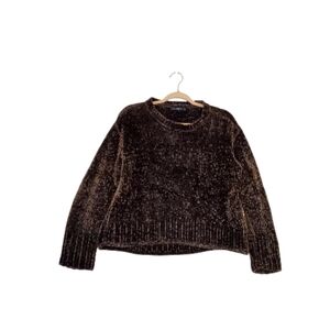 ZARA Knit Dark Brown Soft Lux Velvet Cropped Sweater Size Small Women